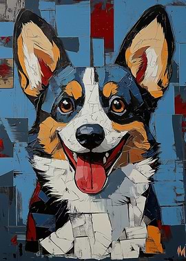Smiling Corgi Painting
