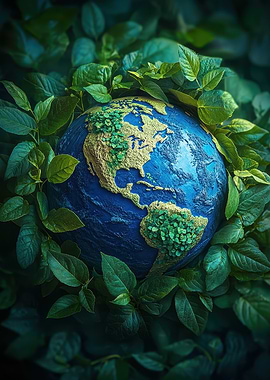 Earth Globe in Greenery