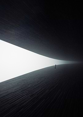 Silhouette in a Dark Tunnel