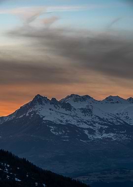 Snowy Mountain Sunset