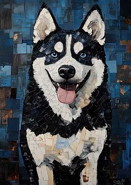 Husky Mosaic Portrait