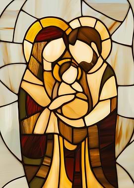 Stained Glass Holy Family