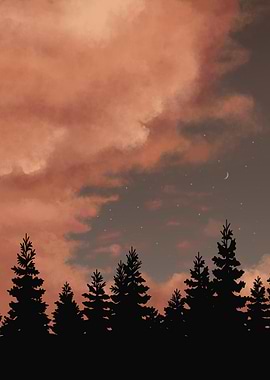 Silhouetted Trees at Dusk