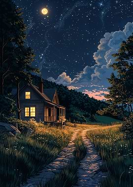 Nighttime Cottage