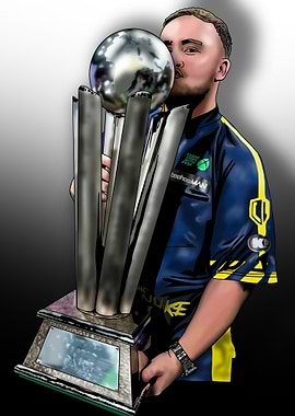 Darts Champion Trophy Kiss Luke The Nuke Littler