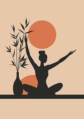 Yoga Silhouette with Sun