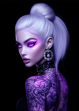 Purple Tattooed Femme Fatale