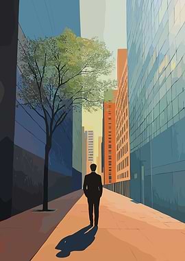 Man Walking in City