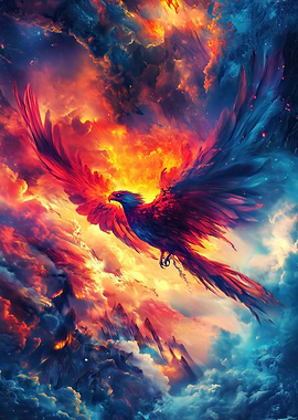 Phoenix in Fiery Sky