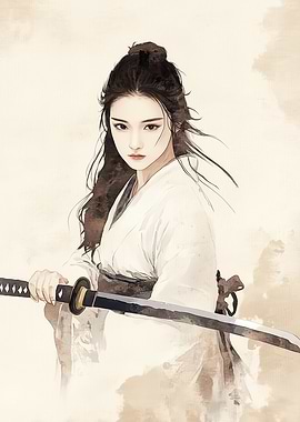 Samurai Woman Watercolor