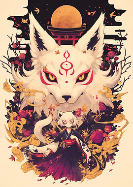 Kitsune Spirit - Fox japanese guardian of the Moon
