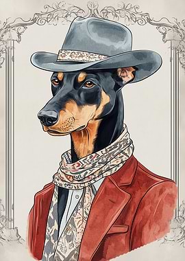 Dog in a Hat and Scarf