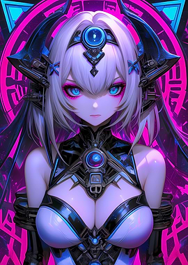 Cyberpunk Anime Girl Gaming