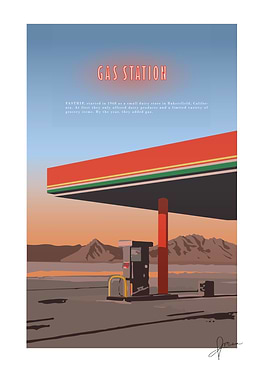 Gas Station at Sunset