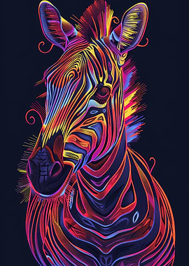 Neon Zebra Portrait