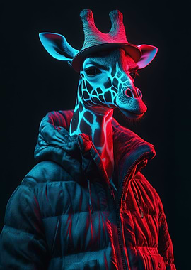 Neon Cyberpunk Giraffe
