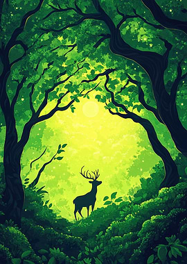 Forest Deer Silhouette