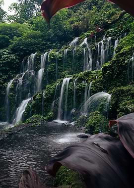 Waterfall in Lush Jungle