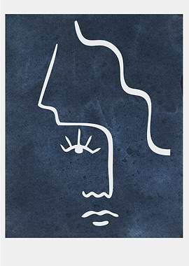 Abstract Face Line Art