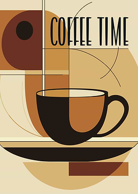 Coffee Time Geometric Abstract Art
