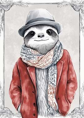 Sloth in a Hat and Coat