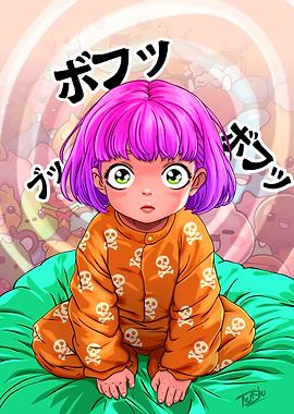 Cute Anime Girl in Pajamas