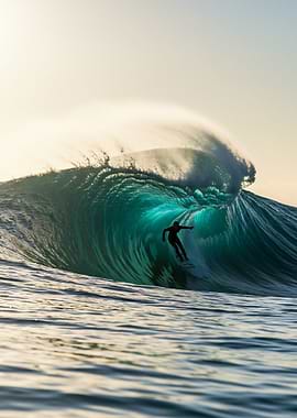Surfer on Blue Ocean Wave