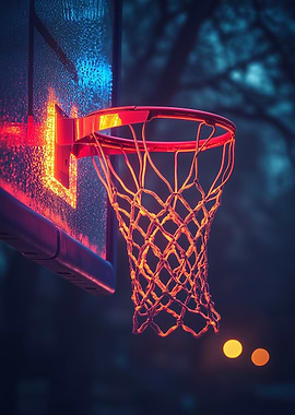 Basketball Hoop at Night