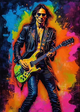 Steve Vai Guitarist in Neon Splatter