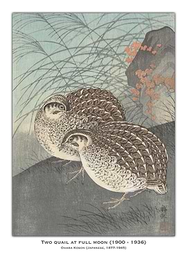 Two Quail at Full Moon