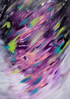 Abstract Purple and Teal Painting