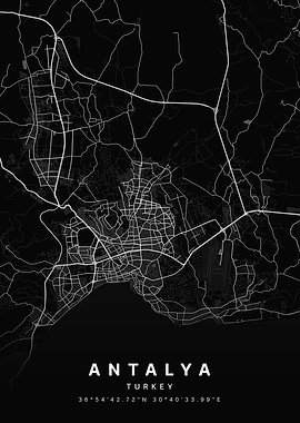 Antalya Turkey City Map
