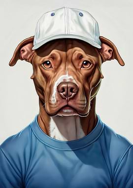Pitbull in a Baseball Cap