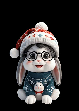 Cute Bunny in Winter Outfit