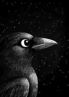 Raven Under Night Sky