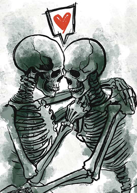 Skeleton Couple in Love