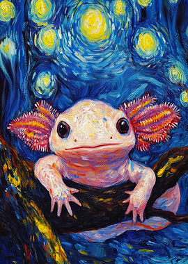 Axolotl in Starry Night