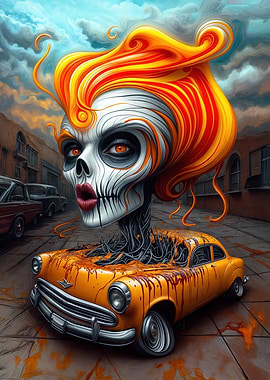 Skull Woman and Car: The Soul of the Machine