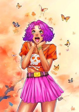 Anime Girl with Butterflies
