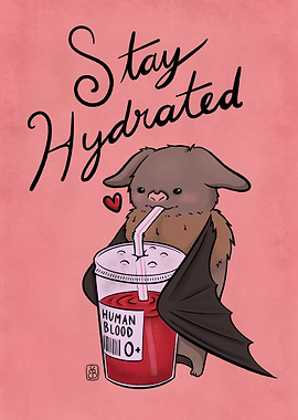 Cute Bat Drinking Blood