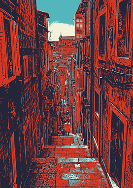 Narrow European Alleyway Dubrovnik