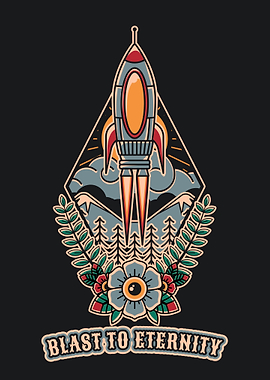 Retro Space Adventure Rocket Art