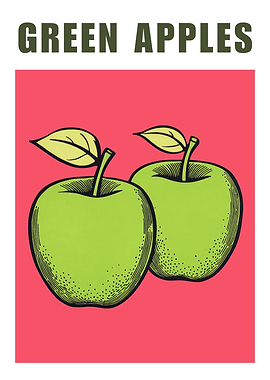 Green Apples Pop Art Kitchen Poster