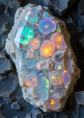 Opal Gemstone in Rock