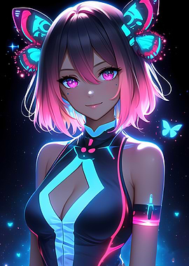 Anime Girl with Butterfly Wings