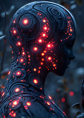 Cybernetic Woman with Glowing Lights