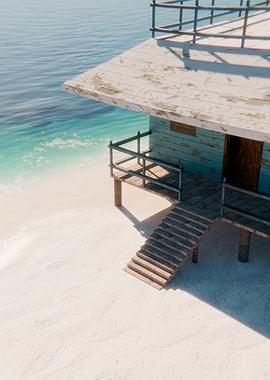 Weathered Beach House with Stairs
