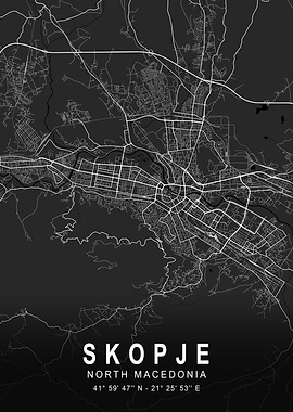 Skopje Dark City Map