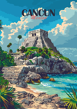 Cancun Mexico Travel Poster