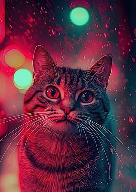 Cat in Neon Lights